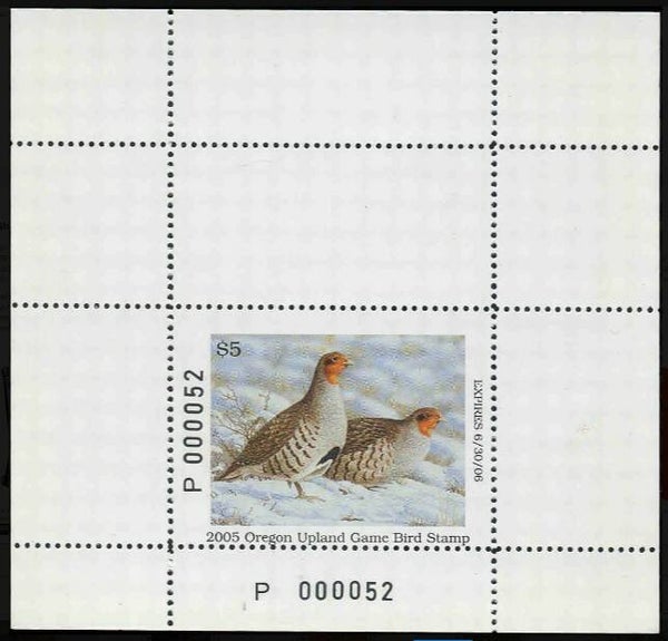 Birds 2005 USA Oregon (Perdix perdix) Grey Partridge conservation sheet P-nr