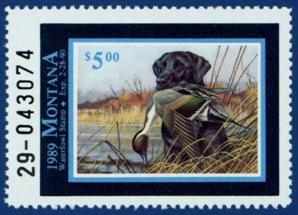 2103 Animals 1989 USA Montana Dogs Black Labrador waterfowl stamp