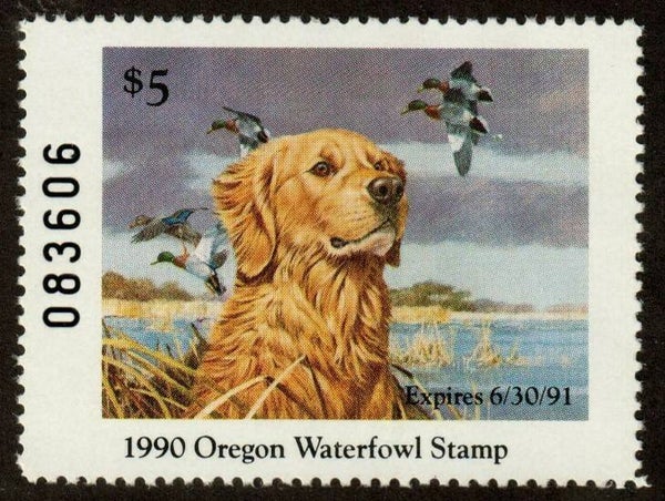 2103 Animals 1990 USA Oregon Dogs Golden Retiever waterfowl stamp