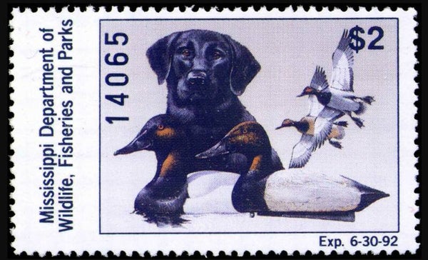 2103 Animals 1991 USA Mississippi Dogs Black Labrador waterfowl stamp