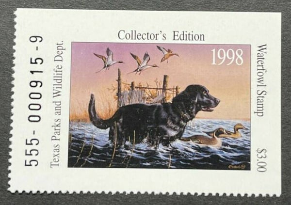 2103 Animals 1998 USA Texas Dogs Black Labrador waterfowl stamp