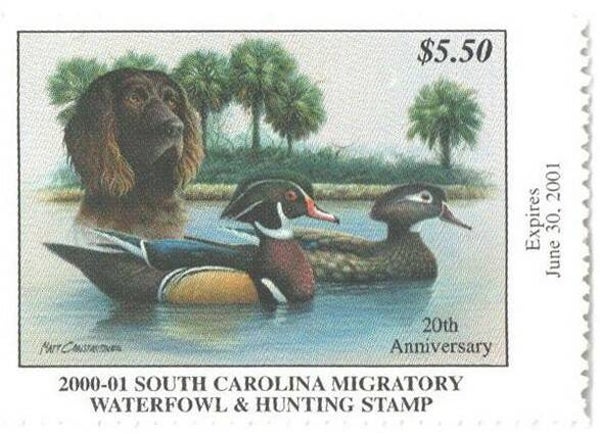 2103 Animals 2000 USA South Carolina Dogs Boykin Spaniel waterfowl stamp