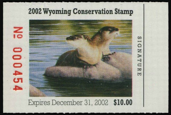 2103 Animals 2002 USA Wyoming (Lontra canadensis) North American River Otter conservation stamp