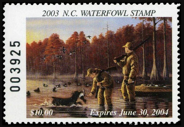 2103 Animals 2003 USA North Carolina Dogs Brittany Spaniel or Epagneul Breton waterfowl stamp