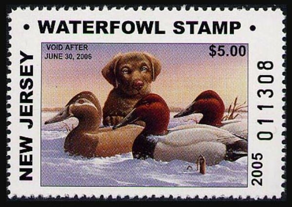 2103 Animals 2005 USA New Jersey Dogs Chocolat Labrador waterfowl stamp $5