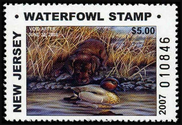 2103 Animals 2007 USA New Jersey Dogs Chocolat Labrador waterfowl stamp $5