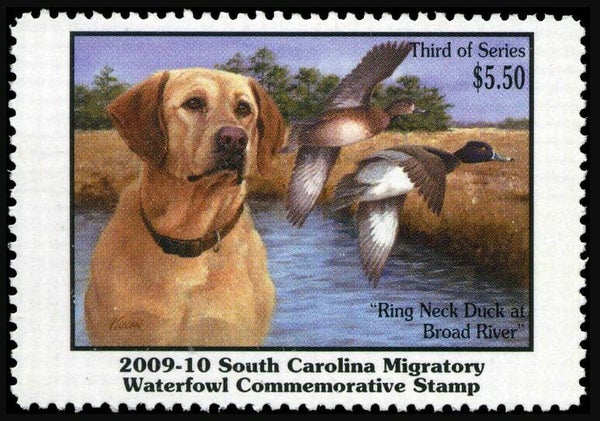 2103 Animals 2009 USA South Carolina Dogs Golden Labrador waterfowl stamp