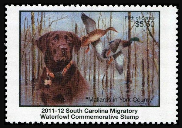2103 Animals 2011 USA South Carolina Dogs Chocolat Labrador waterfowl stamp