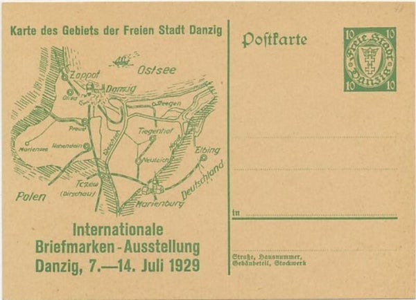 2103 Geodesy 1929 Danzig Cartography Maps postcard