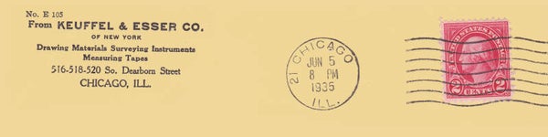 2103 Geodesy 1935 USA Instrument maker Keuffel & Esser envelope header