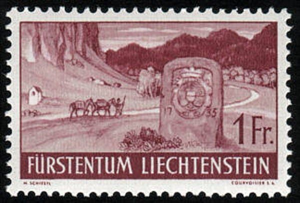 2103 Geodesy 1937 Liechtenstein Borderstone stamp