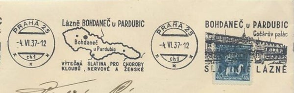 2103 Geodesy 1937 Tsjechoslowakia Cartography Maps postmark