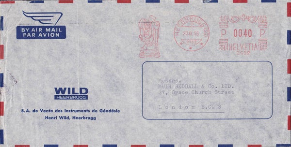 2103 Geodesy 1956 Switzerland Instrument maker Wild Tachymeter envelope
