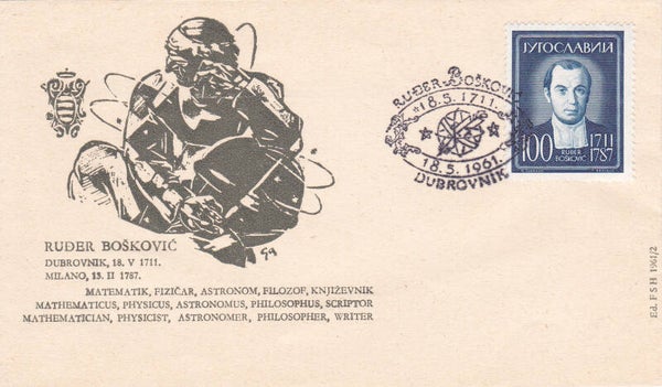 2103 Geodesy 1961 Yugoslavia Mathematician Ruder Boskovic FDC