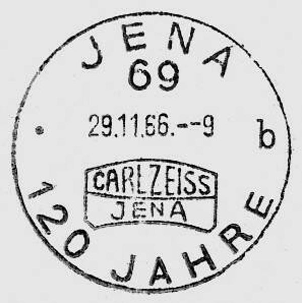 2103 Geodesy 1966 Germany Instrument maker 120 years Carl Zeiss Jena postmark 1