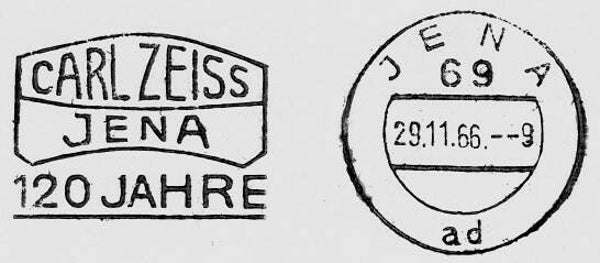 2103 Geodesy 1966 Germany Instrument maker 120 years Carl Zeiss Jena postmark 2