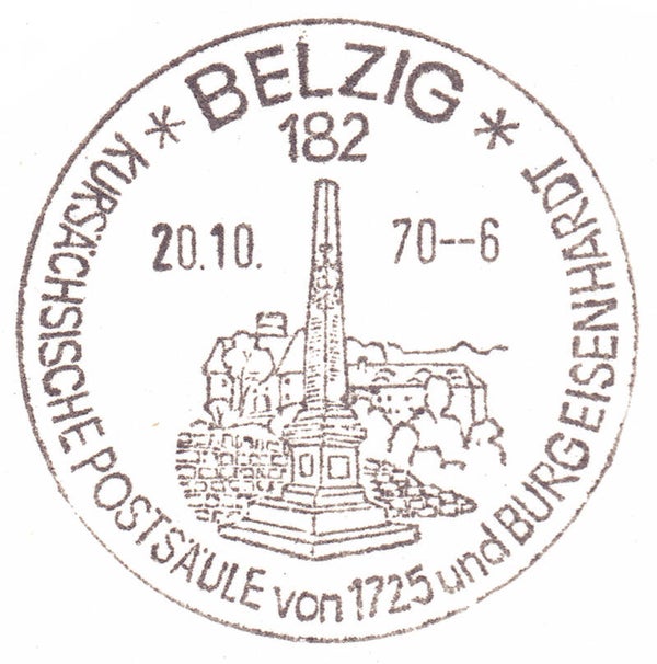 2103 Geodesy 1970 Germany Postal Distance Column Belzig postmark