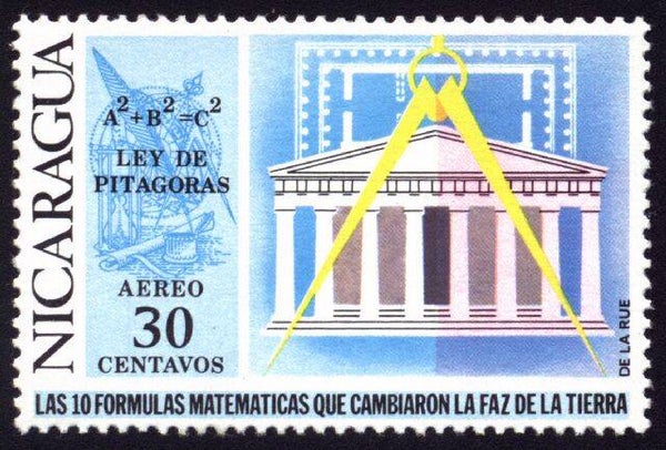 2103 Geodesy 1971 Nicaragua Philosopher Pythagoras Formula stamp