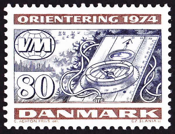 2103 Geodesy 1974 Denmark Instrument Compass stamp