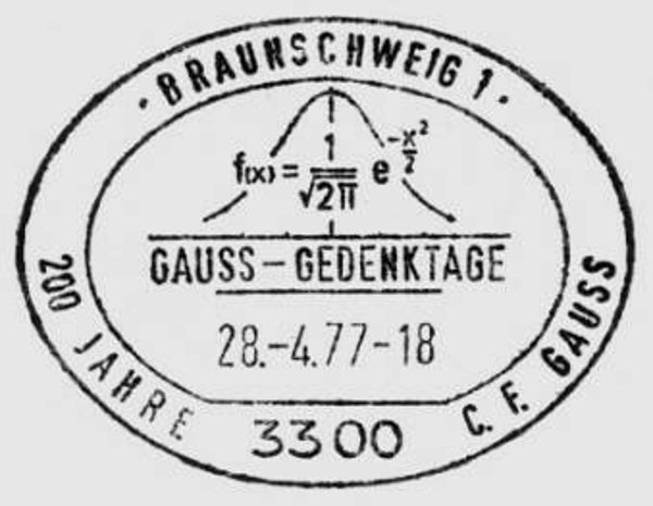 2103 Geodesy 1977 Germany Mathematician Carl Friedrich Gauss (D) postmark