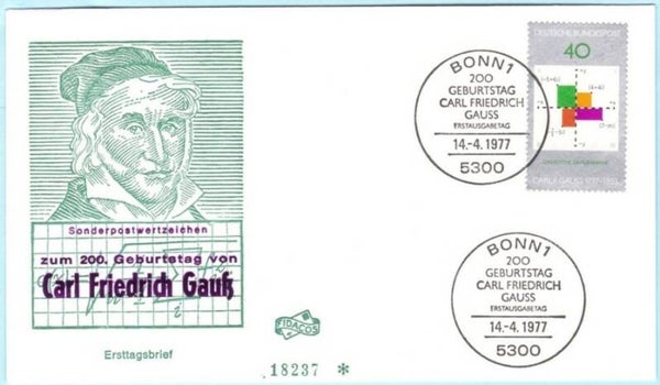 2103 Geodesy 1977 Germany Mathematician Carl Friedrich Gauss FDC