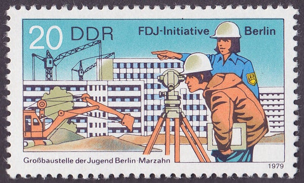 2103 Geodesy 1979 Germany DDR Building Geodesy Instrument Theodolite stamp