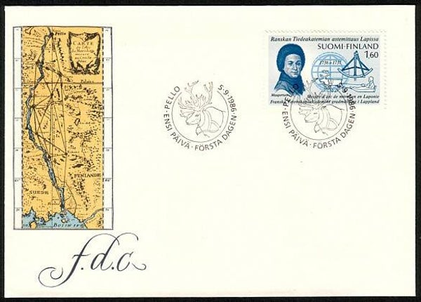 2103 Geodesy 1986 Finland Triangulation Mathematician Pierre Louis Moreau de Maupertuis (Fr) FDC