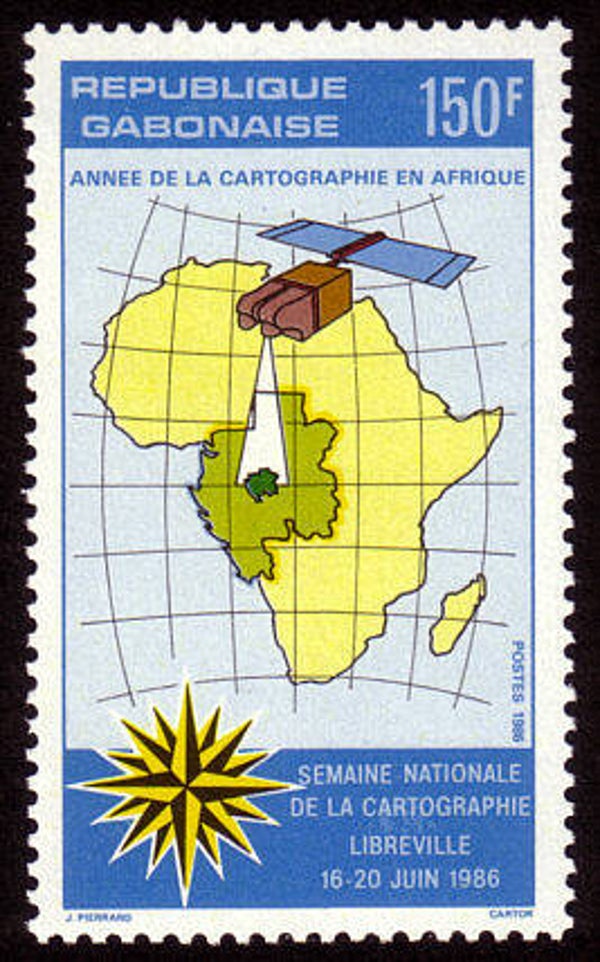 2103 Geodesy 1986 Gabon Cartography Maps Geodetic Satellite SPOT stamp