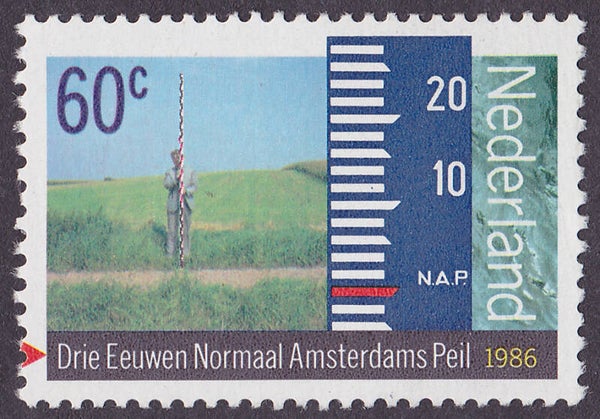 2103 Geodesy 1986 Netherlands Leveling Network 300 years NAP Instrument E-Staff stamp