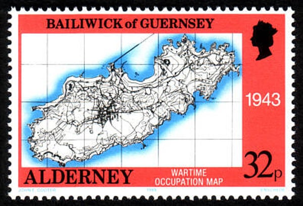 2103 Geodesy 1989 Alderney Cartography Map stamp
