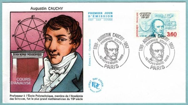 2103 Geodesy 1989 France Mathematician Augustin Louis Cauchy (Fr) FDC 2
