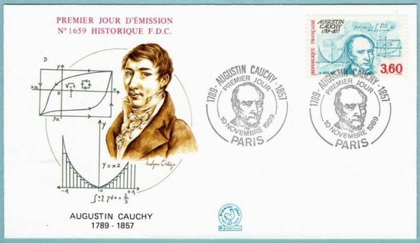 2103 Geodesy 1989 France Mathematician Augustin Louis Cauchy (Fr) FDC 3