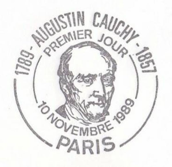 2103 Geodesy 1989 France Mathematician Augustin Louis Cauchy (Fr) postmark