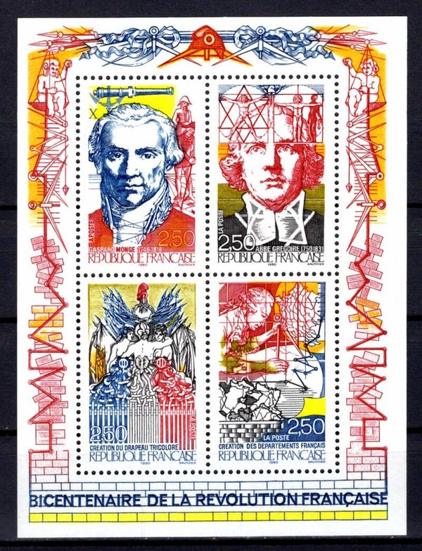 2103 Geodesy 1990 France Mathematician Gaspard Monge (Fr) miniature sheet