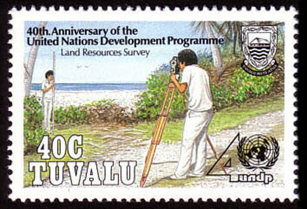 2103 Geodesy 1990 Tuvalu Survey 40 years Land Reforms stamp