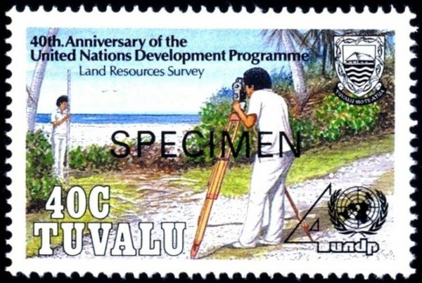 2103 Geodesy 1990 Tuvalu Survey 40 years Land Reforms stamp specimen