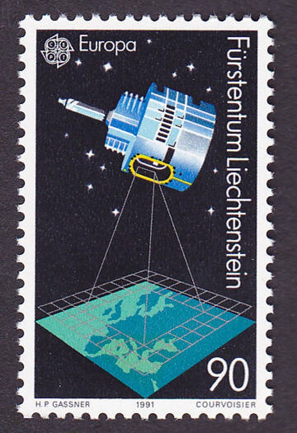 2103 Geodesy 1991 Liechtenstein Survey Geodetic Satellite stamp 2