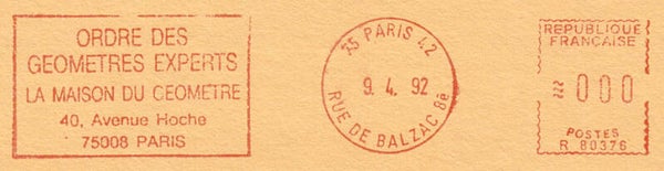 2103 Geodesy 1992 France Organisations Ordre des Geometres meter