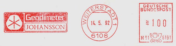 2103 Geodesy 1992 Germany Instrument maker Geodimeter Johansson meter