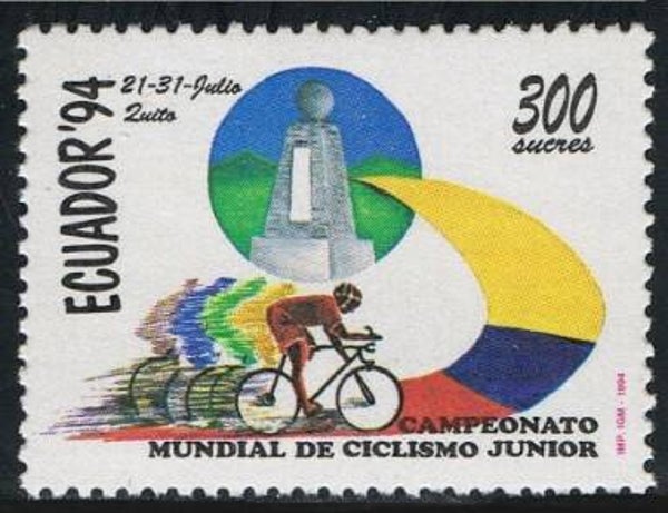 2103 Geodesy 1994 Ecuador Triangulation Equatorial Line Monument stamp