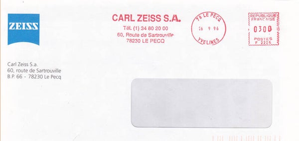 2103 Geodesy 1996 France Instrument maker Carl Zeiss envelope