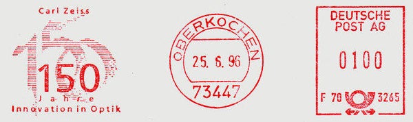 2103 Geodesy 1996 Germany Instrument maker Carl Zeiss 150 years Oberkochen meter