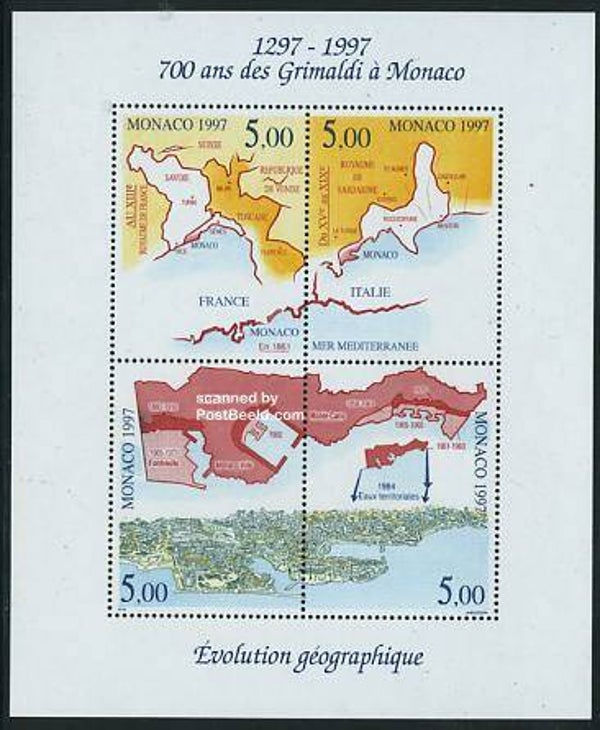 2103 Geodesy 1997 Monaco Cartography Maps Souvenir sheet