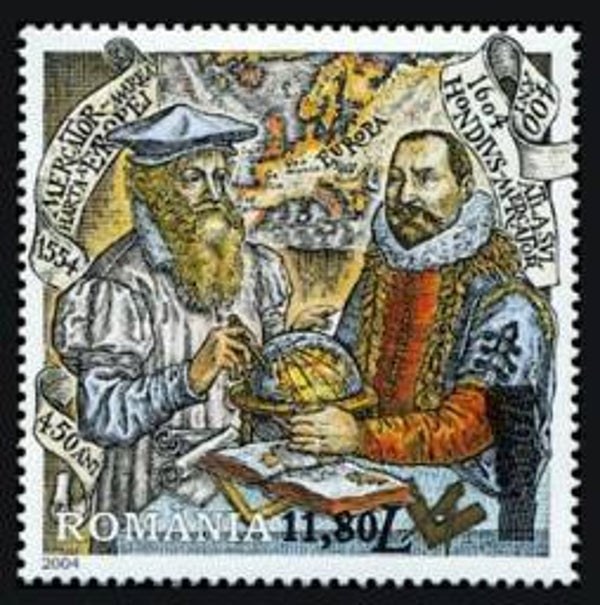 2103 Geodesy 2004 Romania Cartography Maps Mercator & Hondius stamp