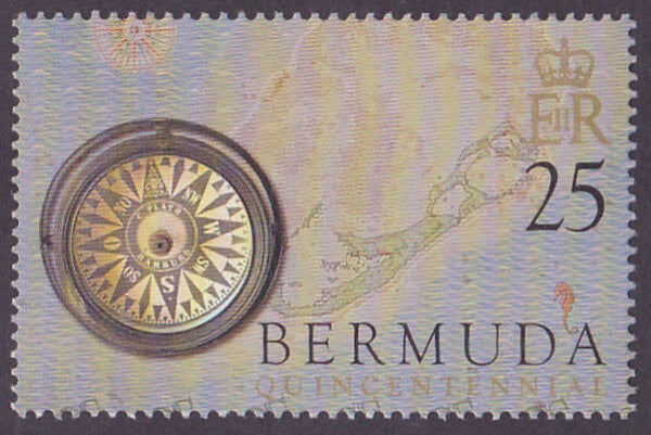 2103 Geodesy 2005 Bermuda Cartography Maps Instrument Compass stamp
