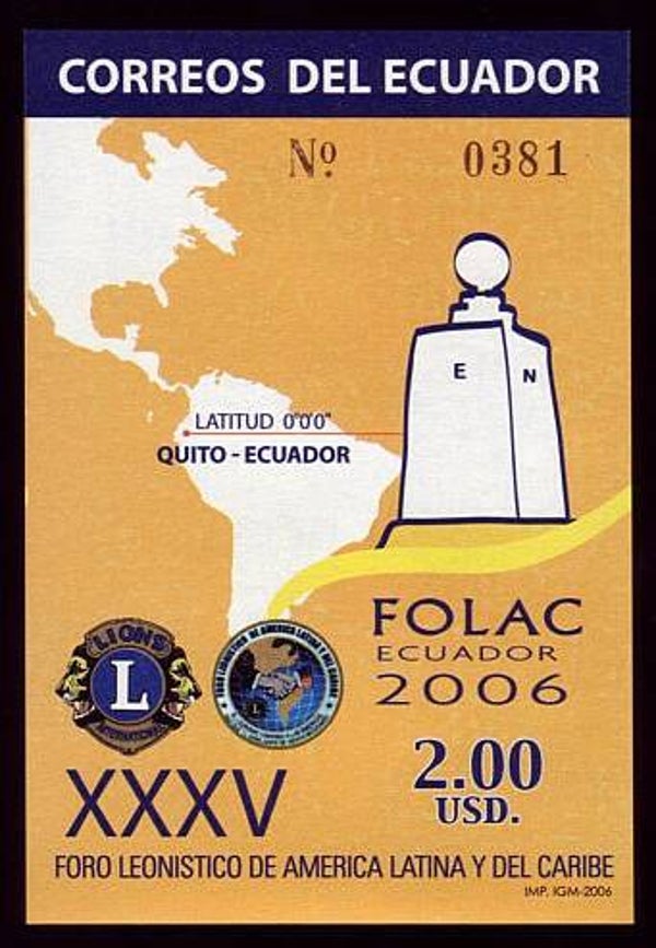 2103 Geodesy 2006 Ecuador Equator Line Monument block