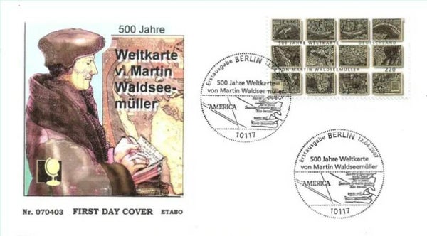 2103 Geodesy 2007 Germany Cartography Maps Martin Waldseemüller FDC