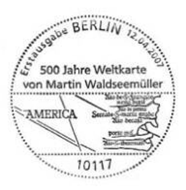 2103 Geodesy 2007 Germany Cartography Maps Martin Waldseemüller postmark
