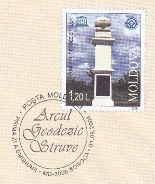 2103 Geodesy 2008 Moldova Triangulation Struve Meridian postmark