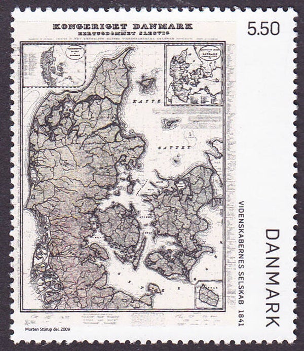 2103 Geodesy 2009 Denmark Cartography Maps 1841 Danish Topographic Service stamp